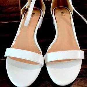 White strap blocked heel sandals
